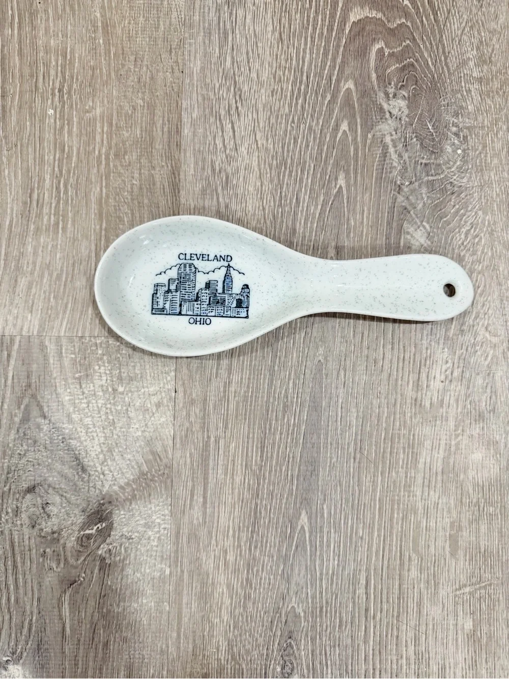 Cleveland Ohio Skyline Ceramic Spoon Rest Kitchen Souvenir Collectible Decor 9”